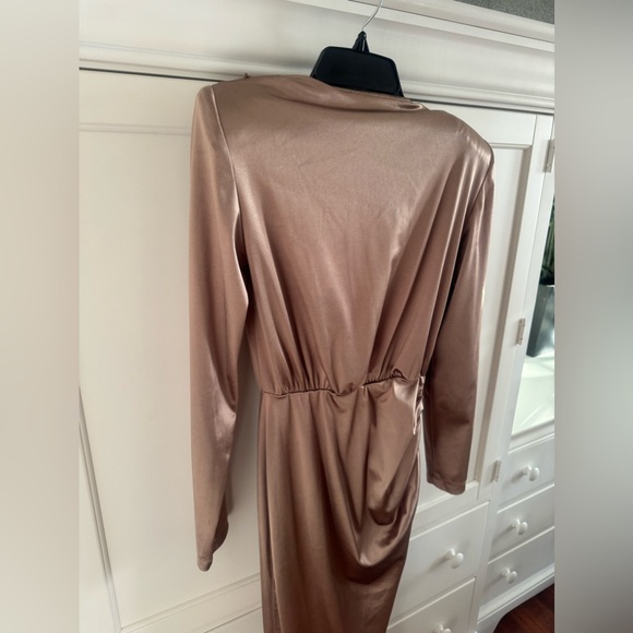 Bronx and Banco Farrah Maxi Dress Gold Satin Revolve size Large - Picture 4 of 7